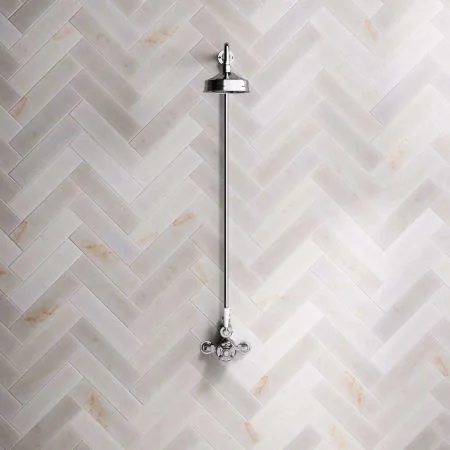Linton Single Outlet Exposed Shower - White Lever