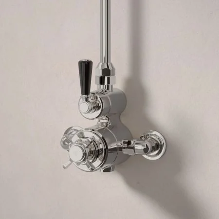 Linton Single Outlet Exposed Shower with 8" Rose - Black Lever - Polished Nickel