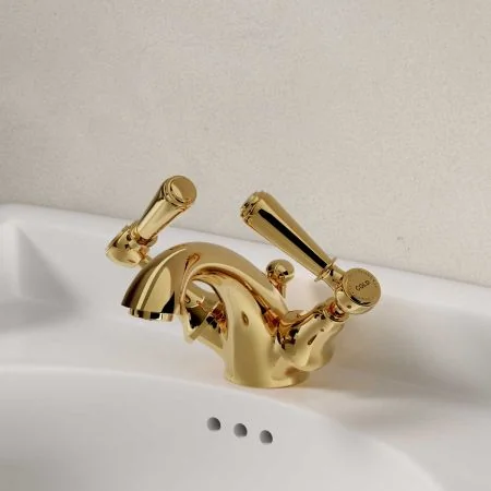 Linton Metal Lever Monobloc Basin Mixer Living Brass