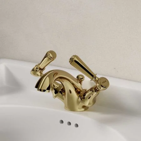 Linton Metal Lever Monobloc Basin Mixer Timeless Brass