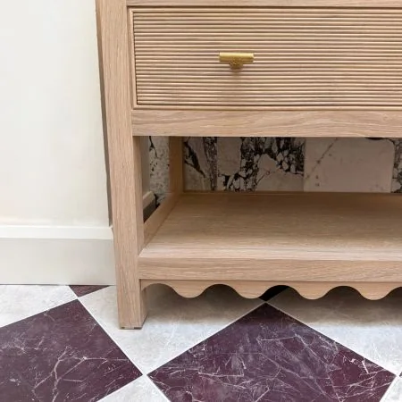 Palermo 900mm 2 Drawer Reeded & Beaded Single Vanity Unit with Scallop Edge Shelf