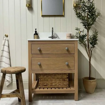 Portofino 700mm 2 Drawer Reeded Single Vanity Unit
