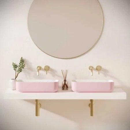 Sigmar Stone Countertop Basins with Vasco Double Shelf - Ice Hot Pink