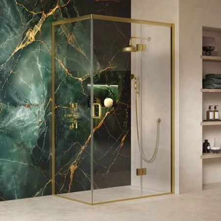 Swale 1200mmx 900mm Hinged Door Shower Enclosure - Brushed Brass