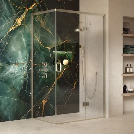Swale 1200mmx 900mm Hinged Door Shower Enclosure - Brushed Nickel