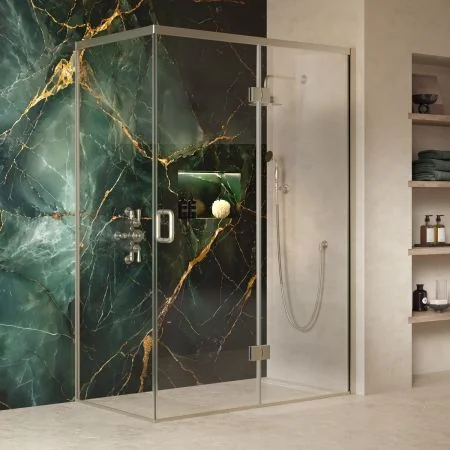 Swale 1400mmx 900mm Hinged Door Shower Enclosure - Brushed Nickel
