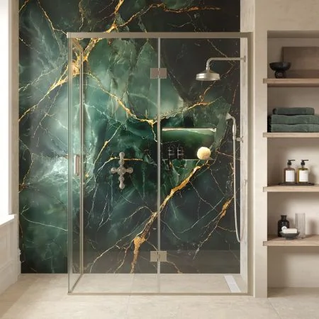 Swale 1400mmx 900mm Hinged Door Shower Enclosure - Brushed Nickel