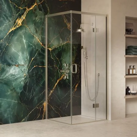 Swale 900mm x 900mm Hinged Door Shower Enclosure - Brushed Nickel