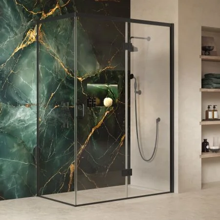 Swale 1400mmx 800mm Hinged Door Shower Enclosure - Matt Black