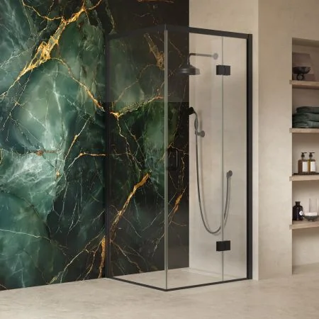 Swale 900mm x 900mm Hinged Door Shower Enclosure - Matt Black