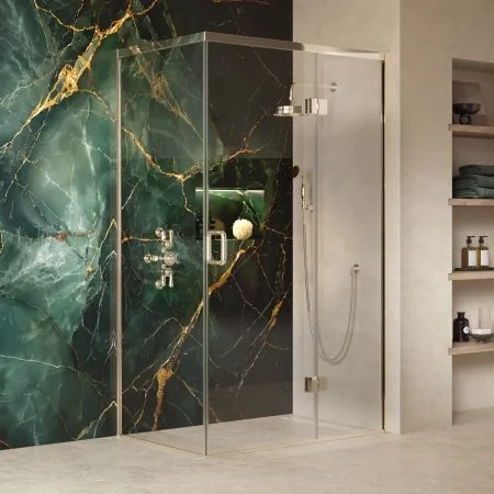 Swale 1200mmx 800mm Hinged Door Shower Enclosure - Polished Nickel