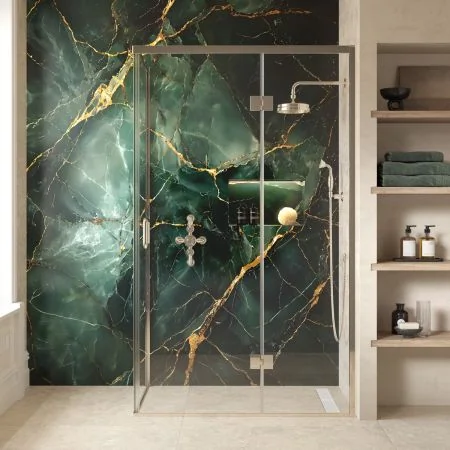 Swale 1200mmx 800mm Hinged Door Shower Enclosure - Polished Nickel