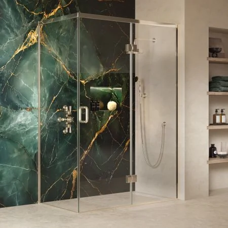 Swale 1400mmx 900mm Hinged Door Shower Enclosure - Polished Nickel