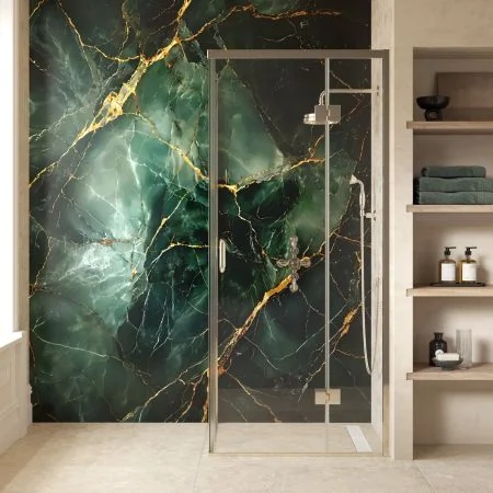Swale 900mm x 900mm Hinged Door Shower Enclosure - Polished Nickel