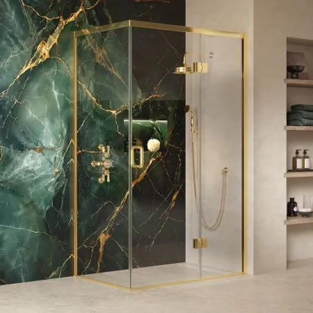 Swale 1200mmx 800mm Hinged Door Shower Enclosure - Timeless Brass