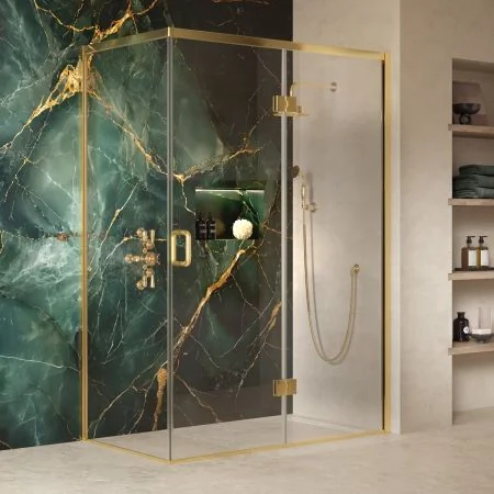 Swale 1400mmx 900mm Hinged Door Shower Enclosure - Timeless Brass