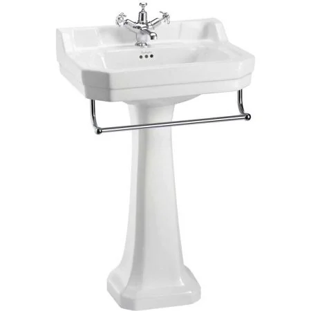 The Burlington Regal Edwardian Medium Basin & Pedestal with Towel Rail
