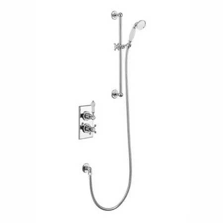 Burlington Trent Thermostatic Two Outlet Concealed Divertor Shower Kit With Slide Rail And 12" Rose