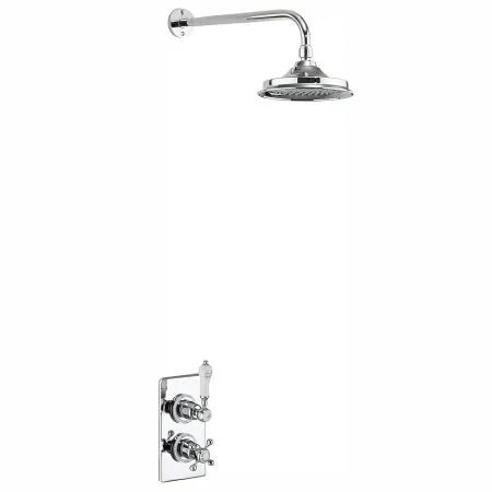 Burlington Trent Thermostatic Single Outlet Concealed Shower Valve with Fixed Shower Arm and 6" Shower Head