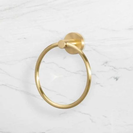 Contemporary Collection Round Towel Ring - Brushed Brass
