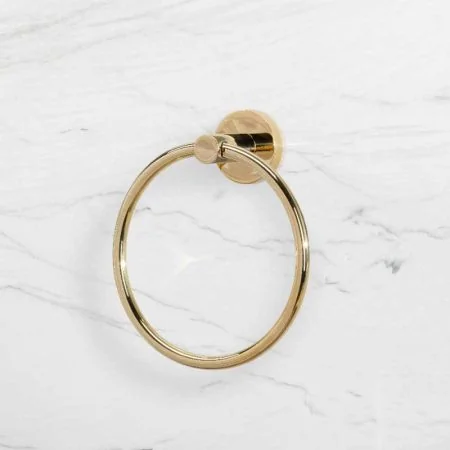 Contemporary Round Towel Ring - Living Brass