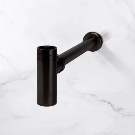 Contemporary Collection Flat Bottom Basin Bottle Trap - Matt Black