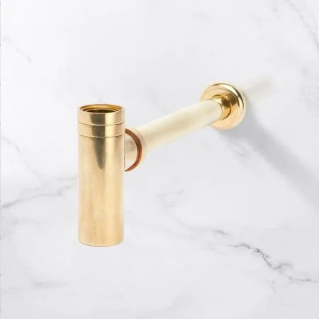 Contemporary Collection Flat Bottom Basin Bottle Trap - Living Brass