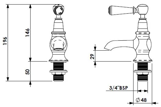 Specification drawing for - CIBC-3/4-BP-B-LB
