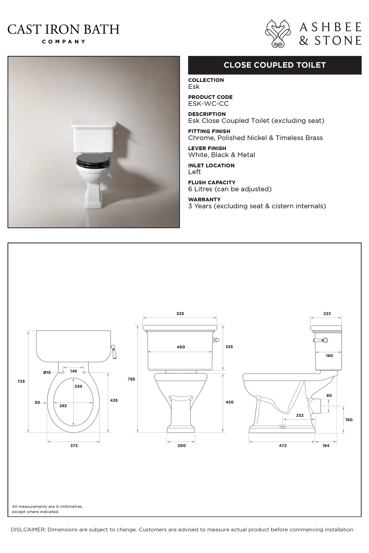 View Esk Close Coupled Toilet specification