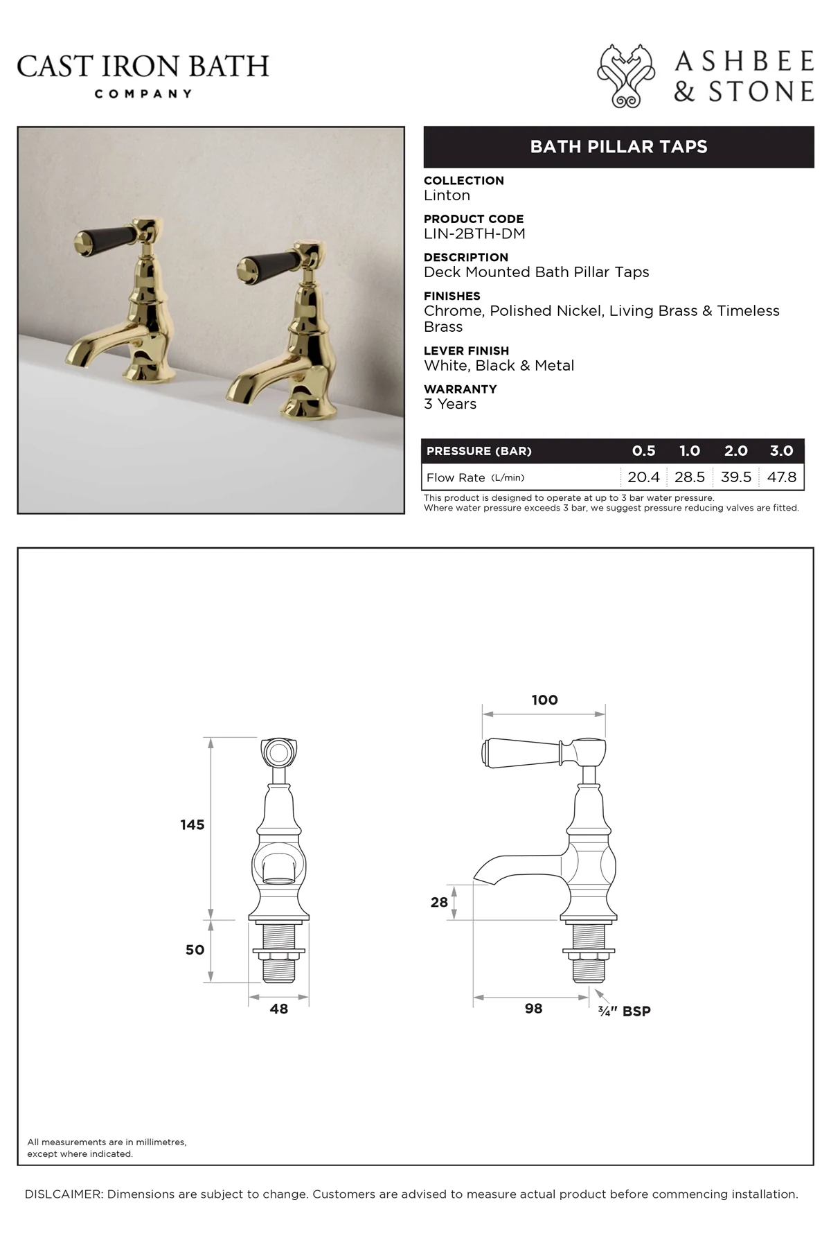 View Linton Bath Pillar Taps specification}}