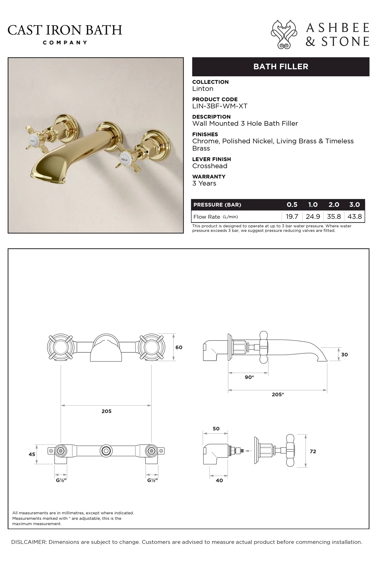 View Linton 3 Hole Bath Filler specification}}