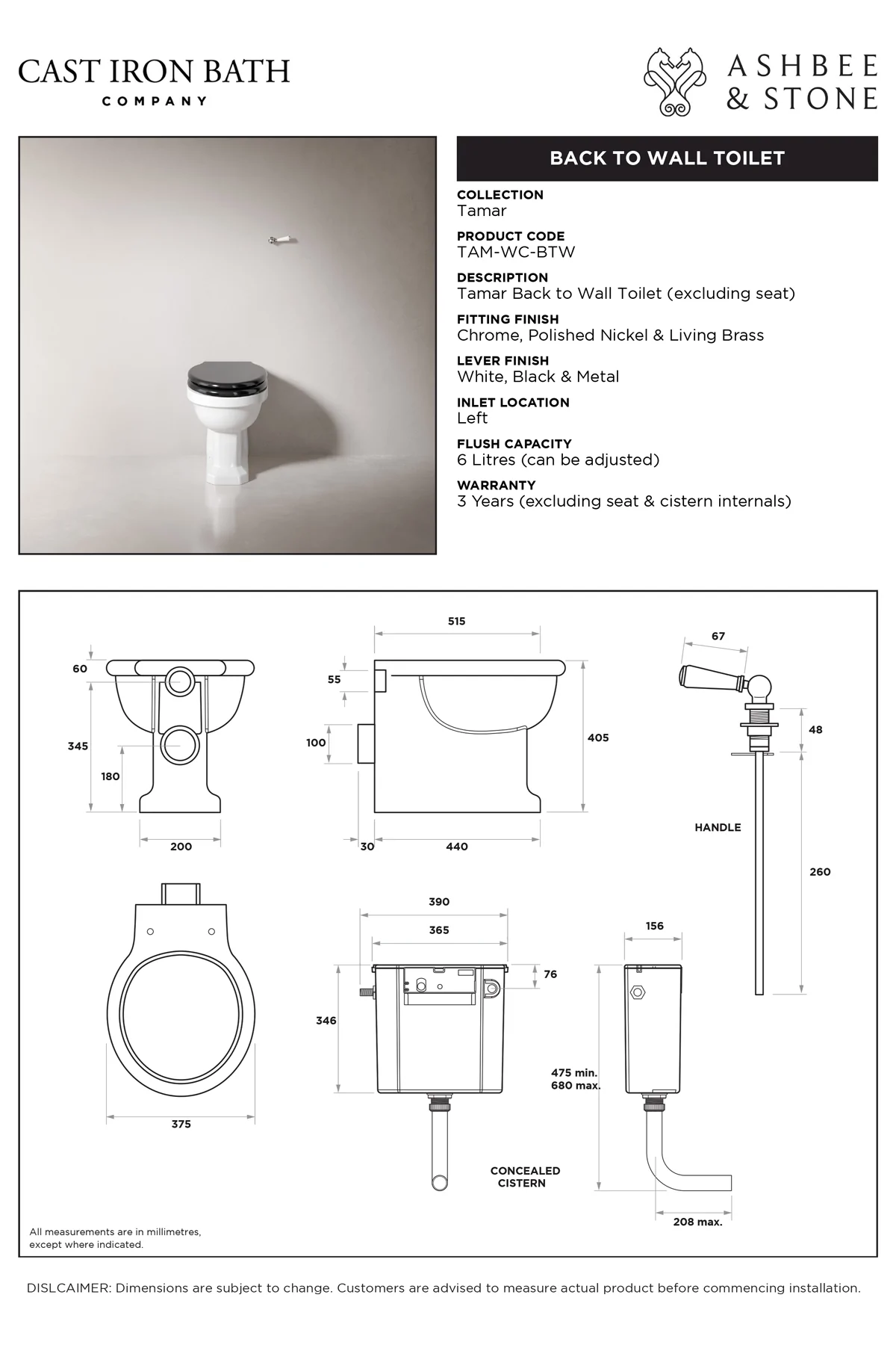 View Tamar Back To Wall Toilet specification