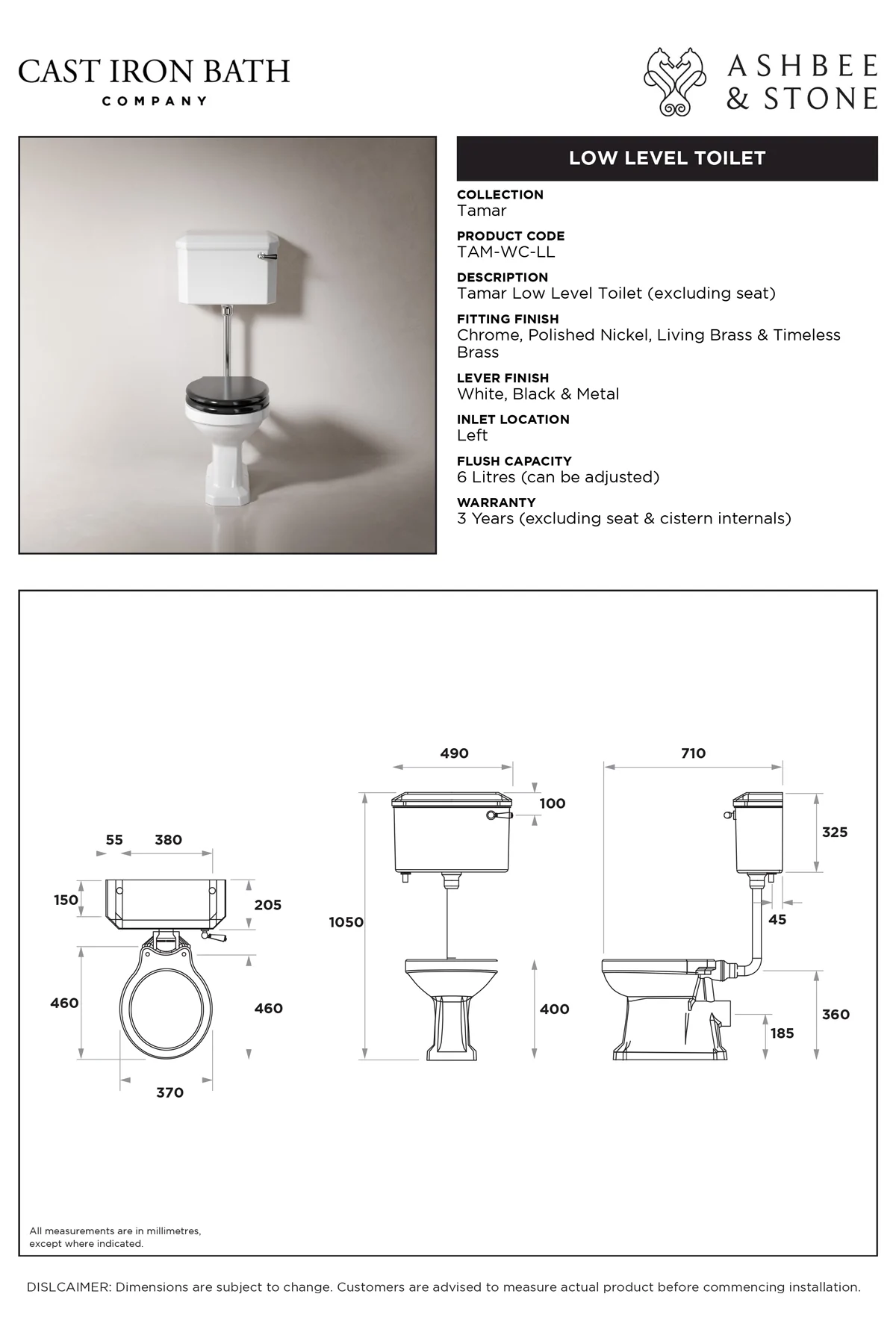 View Tamar Low Level Toilet specification