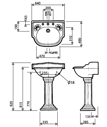 Specification drawing for - BEBAS63BWHIBL-VCPEDWHI