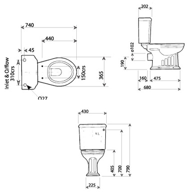 Specification drawing for - BECLOCC6WHI-BE6CICCCWHIBL