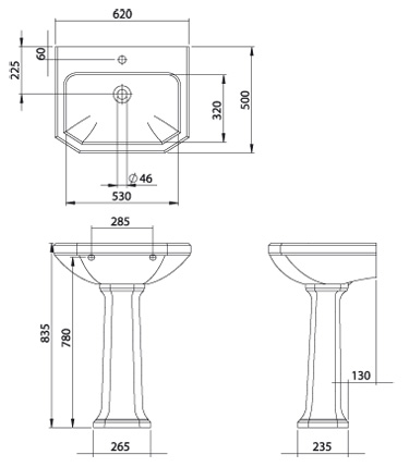 Specification drawing for - EMBAS63AWHIBL-EMPEDWHI