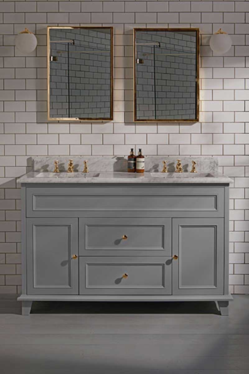 Wytham Vanity Unit Double With Honed Carrara Marble Top